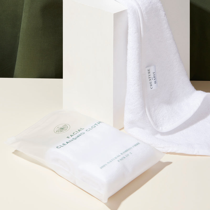 Bamboo Face Cloths 3-Pack UK | Sustainable Skincare | Creature of Habit
